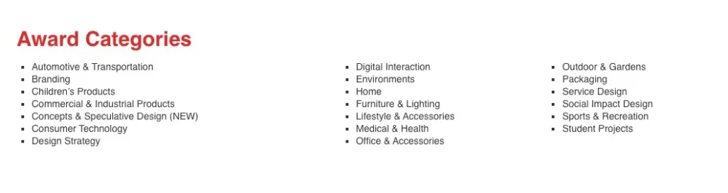 IDEA Award Categories